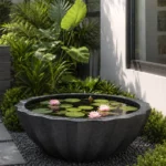 Riva (Bua) บ่อบัวไฟเบอร์ สำหรับตกแต่ง บ้าน สวน พื้นที่ภายนอก และภายใน สีดำเทา